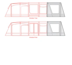 Outdoor Revolution Airedale 7.0SE / 9.0SE Front Porch Extension -Outwell || Vango || Fiamma Sales Store airedale 7se 9se front porch extension floorplan 3