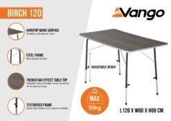 Vango Birch 120 Table -Outwell || Vango || Fiamma Sales Store birch 120 infographic medium
