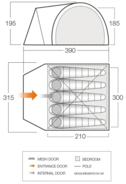 Vango Carron 500 Tent -Outwell || Vango || Fiamma Sales Store carron 500 dimensions image