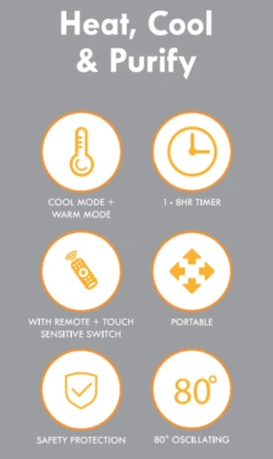 Sahara Heat Cool & Purify Portable Electric Heater -Outwell || Vango || Fiamma Sales Store features