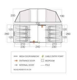Vango Castlewood 800XL Tent Package -Outwell || Vango || Fiamma Sales Store floorplan castlewood 800xl