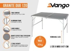Vango Granite Duo 120 Table -Outwell || Vango || Fiamma Sales Store granite duo 120 infographic medium