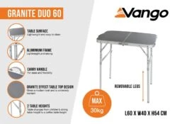 Vango Granite Duo 60 Table -Outwell || Vango || Fiamma Sales Store granite duo 60 infographic medium