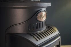 Provence 3kw Portable Gas Heater In Matt Black -Outwell || Vango || Fiamma Sales Store provence lifestyle matt black badge close up img 3017