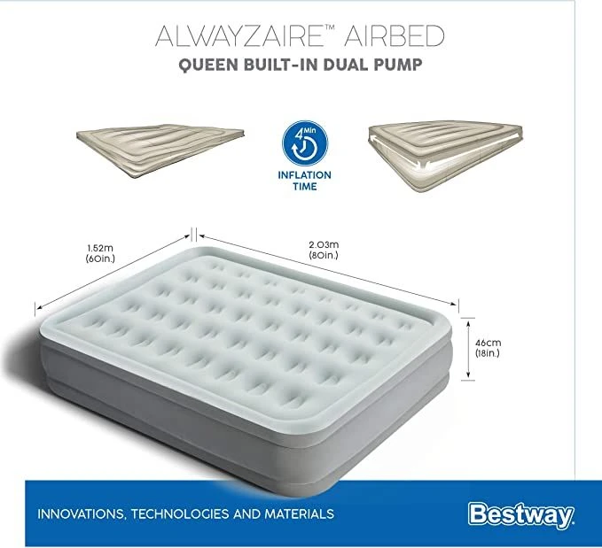 Bestway AlwayzAire Queen Airbed Built-In Dual Pump 5 Bestway AlwayzAire Queen Airbed Built-In Dual Pump - Image 3