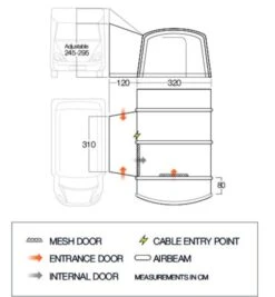 Vango Galli III Tall Air Drive Away Awning -Outwell || Vango || Fiamma Sales Store vango 2020 awnings floorplan galli tall 1